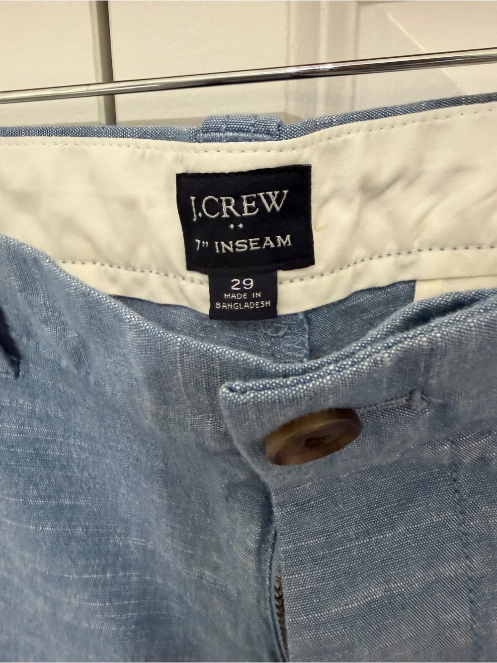 J. Crew Men's Chambray Blue Flat-Front Shorts 7 inch